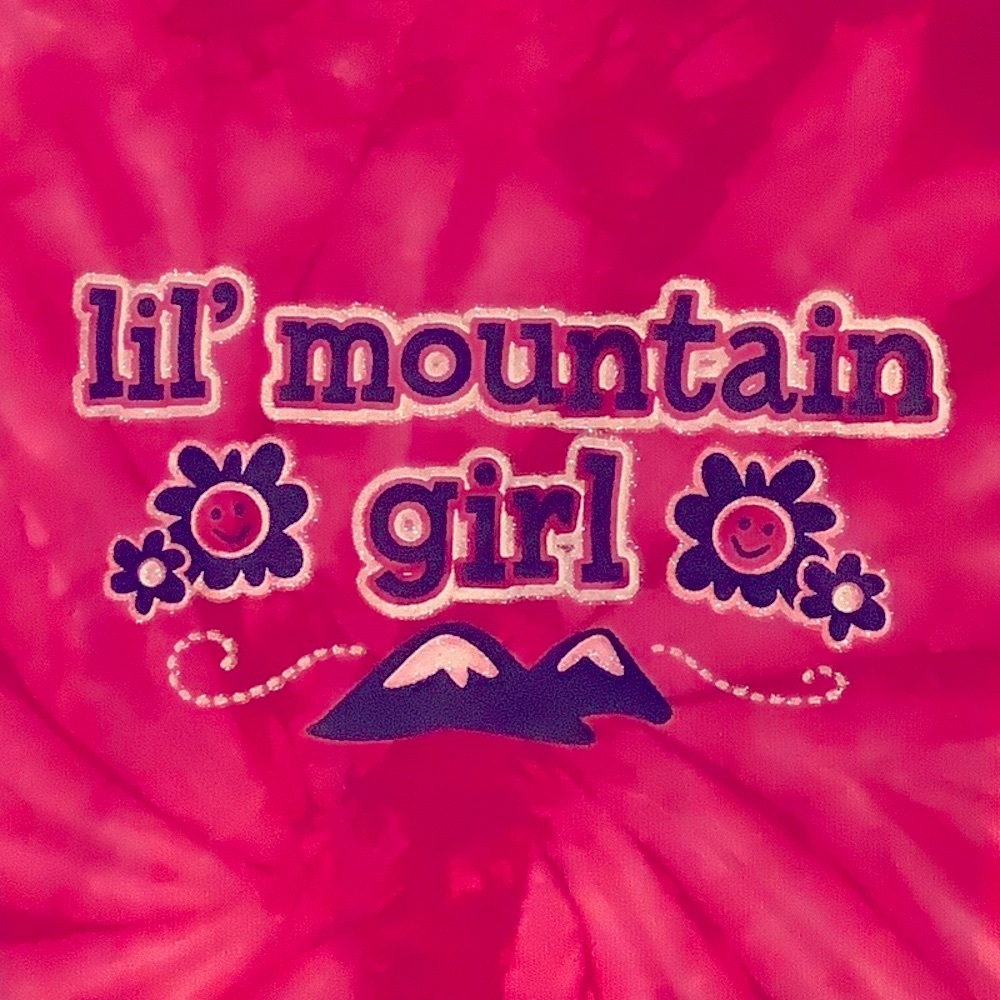 Tie dye “lil’ mountain 🌸 girl 🌸”. Tee, with glitter ink! 100% cotton, NWT